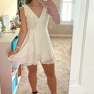 Altar’d State Ruffle White Tie Mini Dress